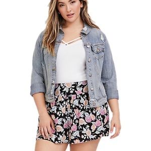 Torrid Plus Size NEW 0X Black Paisley Gauze Shorts